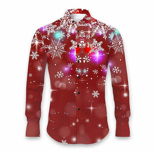 Snowflake Print Party Shirt For Christmas