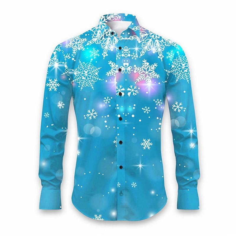 Snowflake Print Party Shirt For Christmas