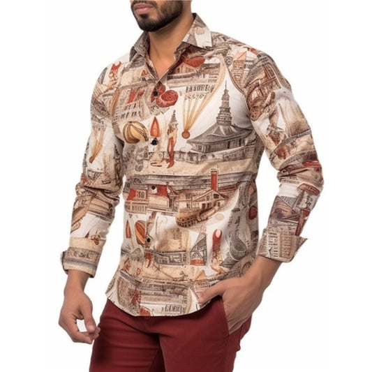 Snowflake Printed Long Sleeve Shirt