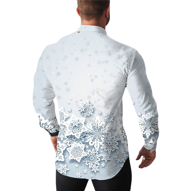 Snowflake Turndown Printed Shirt