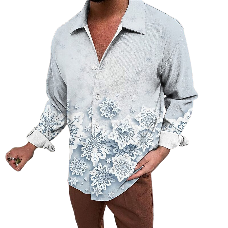 Snowflake Turndown Printed Shirt