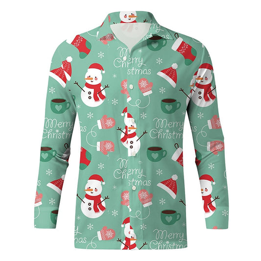 Snowman And Snowflake Printed Festive Shirt