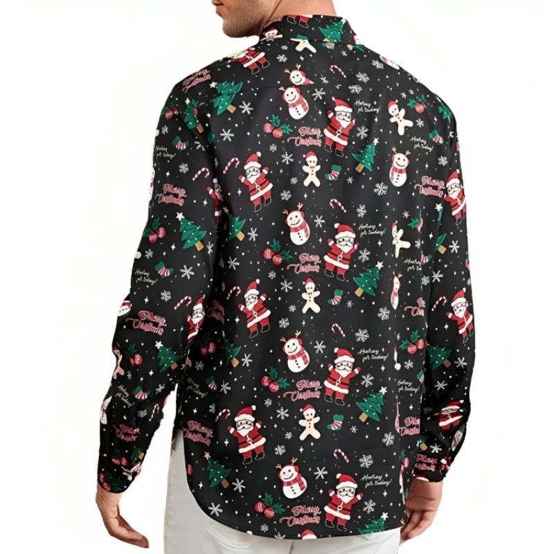 Snowman Candy Print Casual Shirt For Christmas