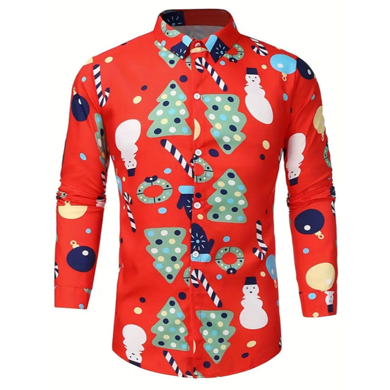 Snowman And Tree Printed Shirt