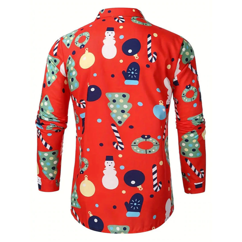 Snowman And Tree Printed Shirt