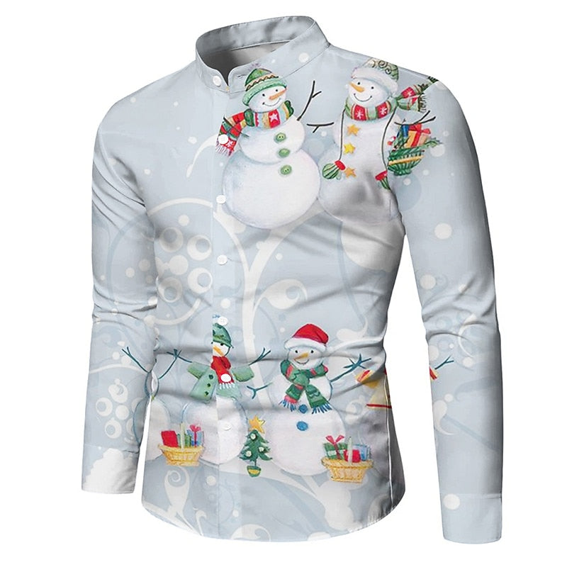 Snowman Graphic Prints Christmas Holiday Shirt