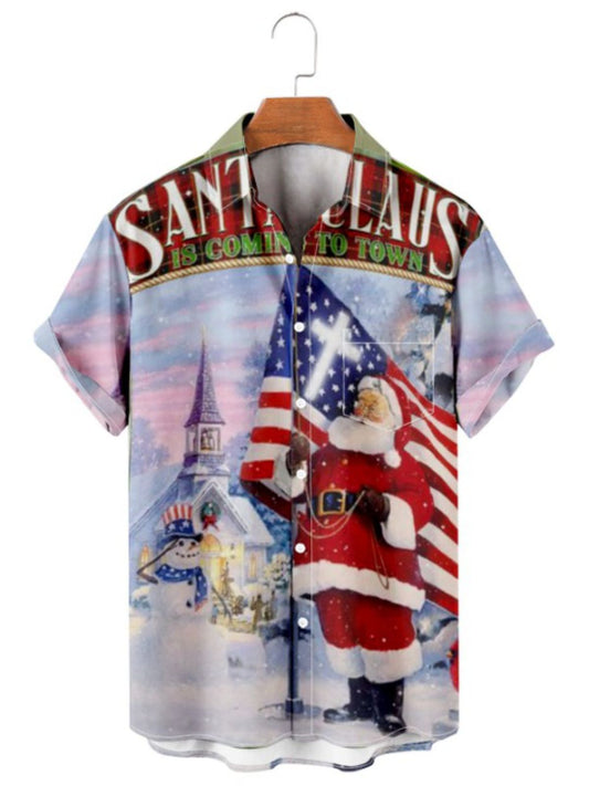 Snowman Hawaiian Short Sleeve Shirt