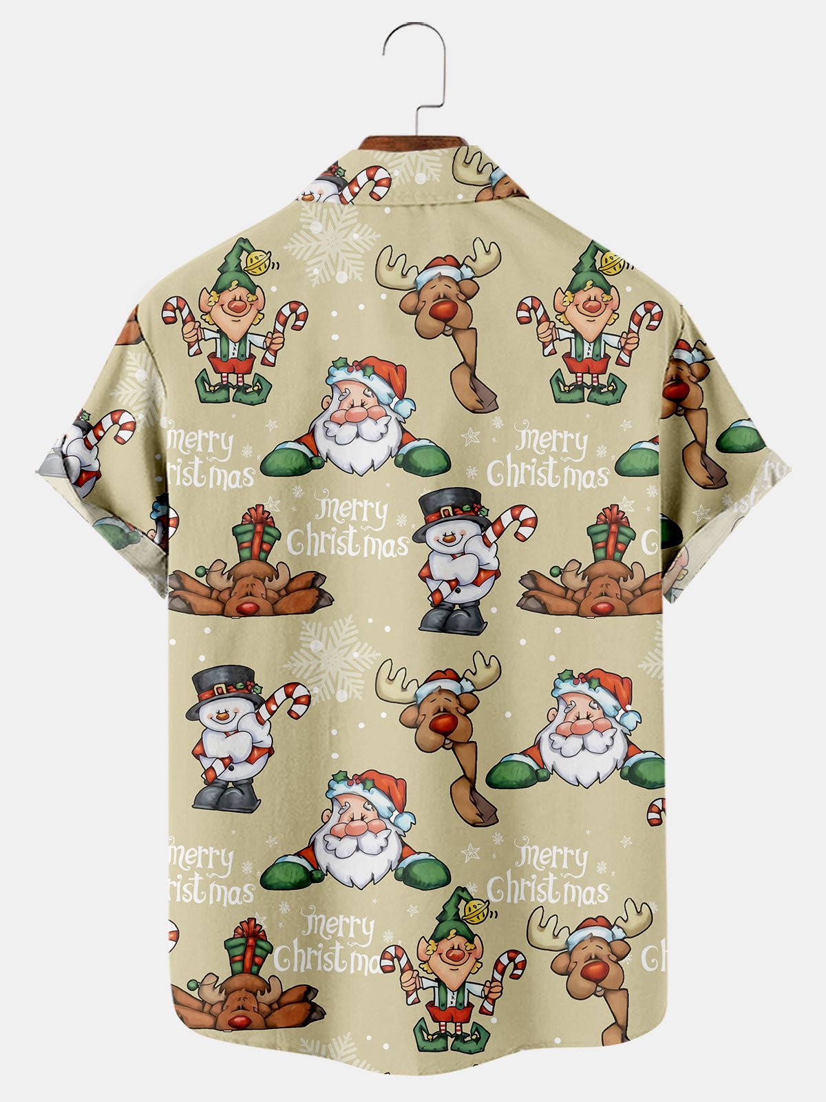 Snowman Print Casual Short Sleeve Shirt