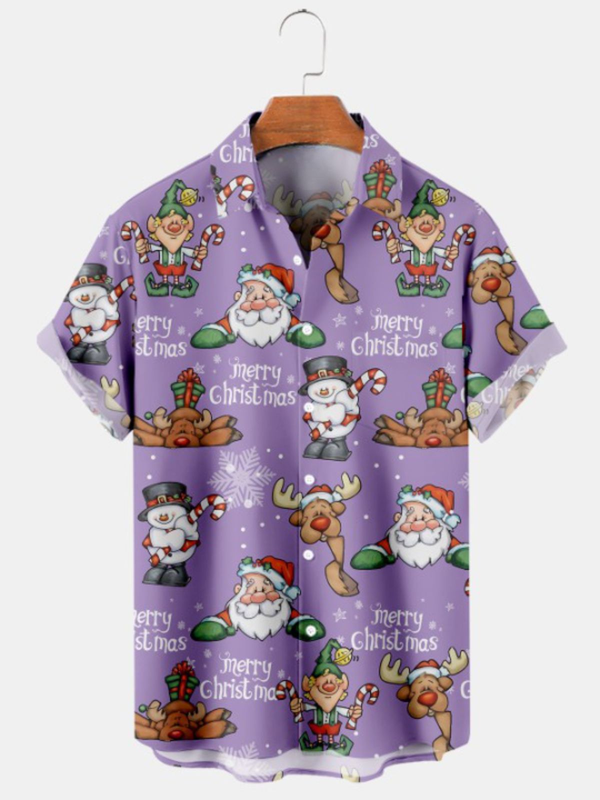 Snowman Print Casual Short Sleeve Shirt