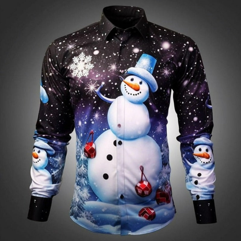 Snowman Printed Festive Christmas Shirt