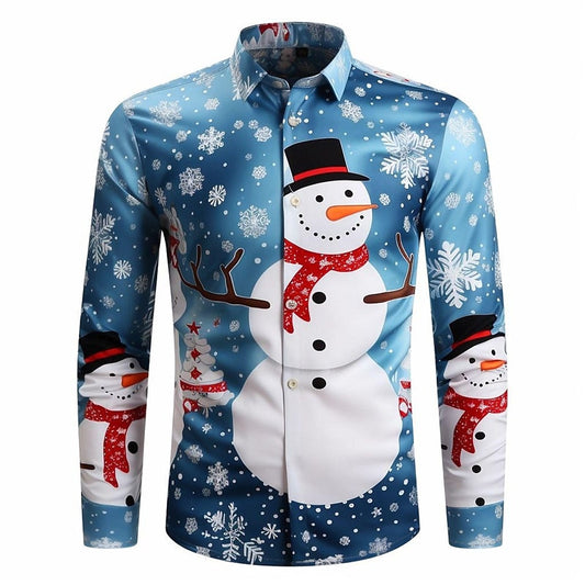 Snowman Printed Festive Christmas Shirt