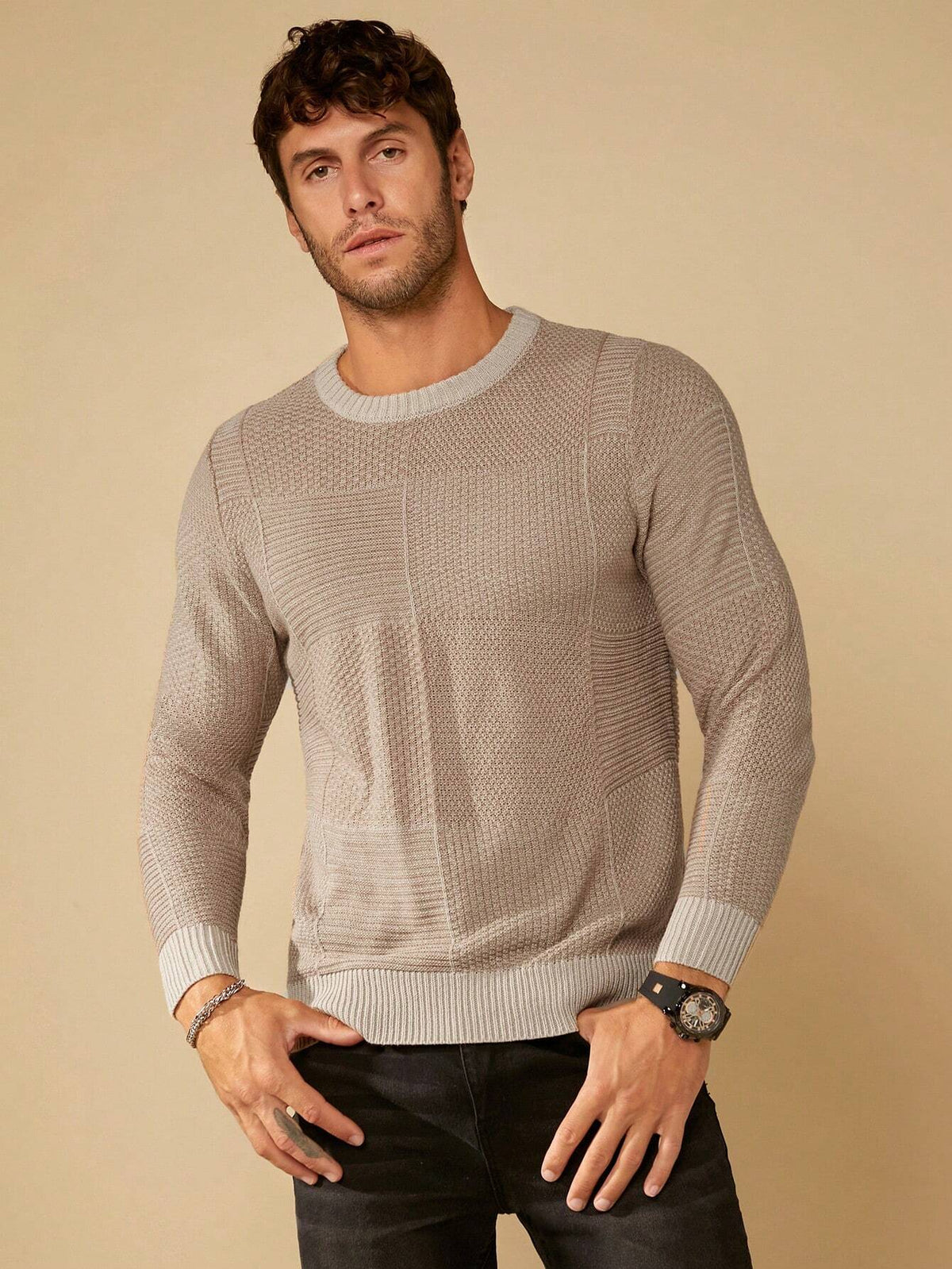 Solid Round Collar Sweater