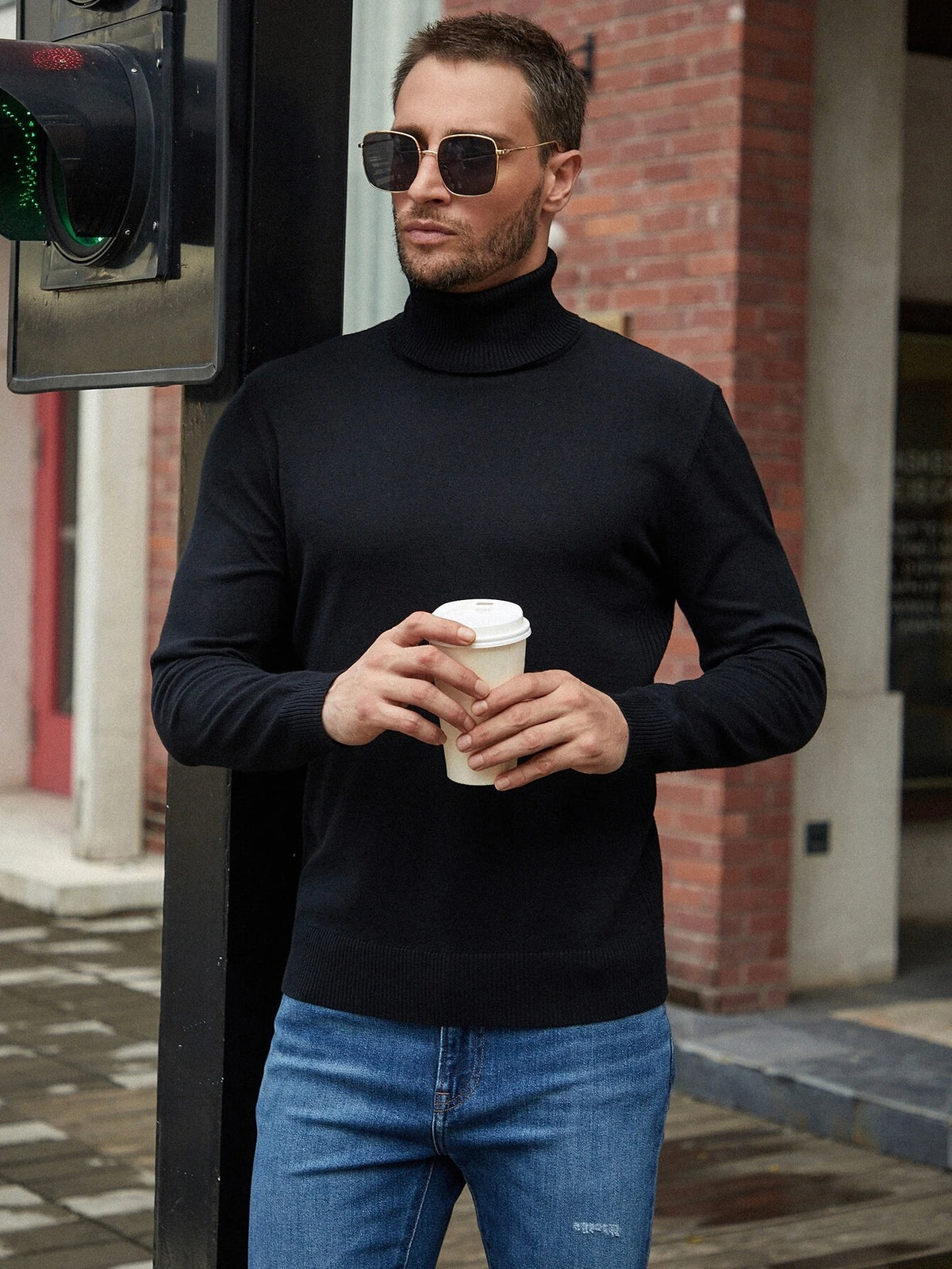 Solid Turtle Collar Sweater