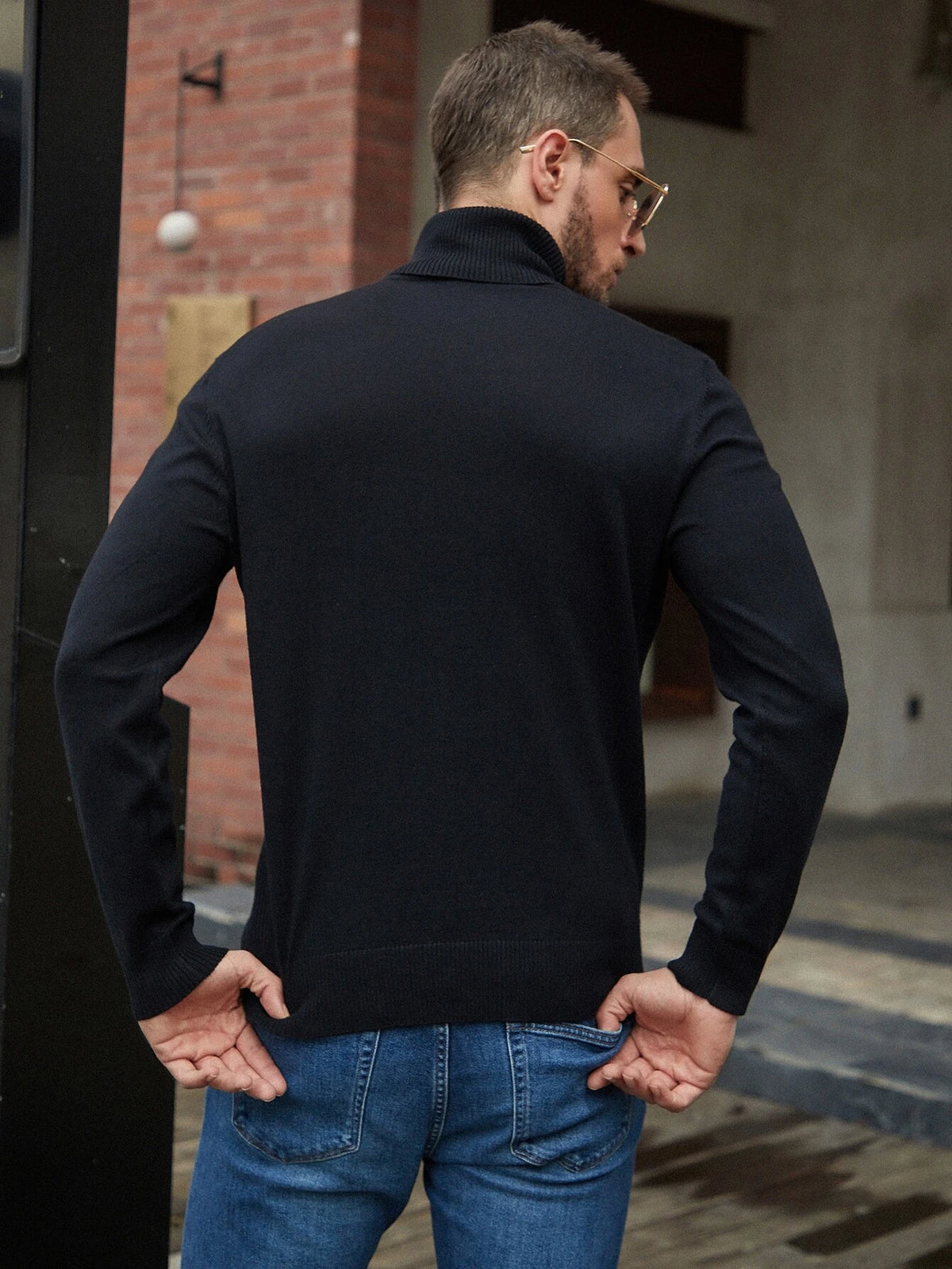 Solid Turtle Collar Sweater