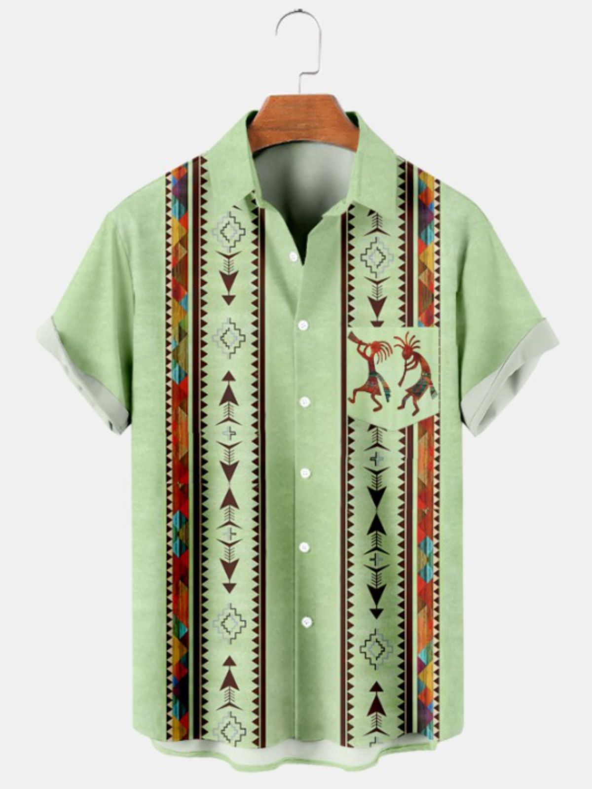 Native American Print Short Sleeve Shirt