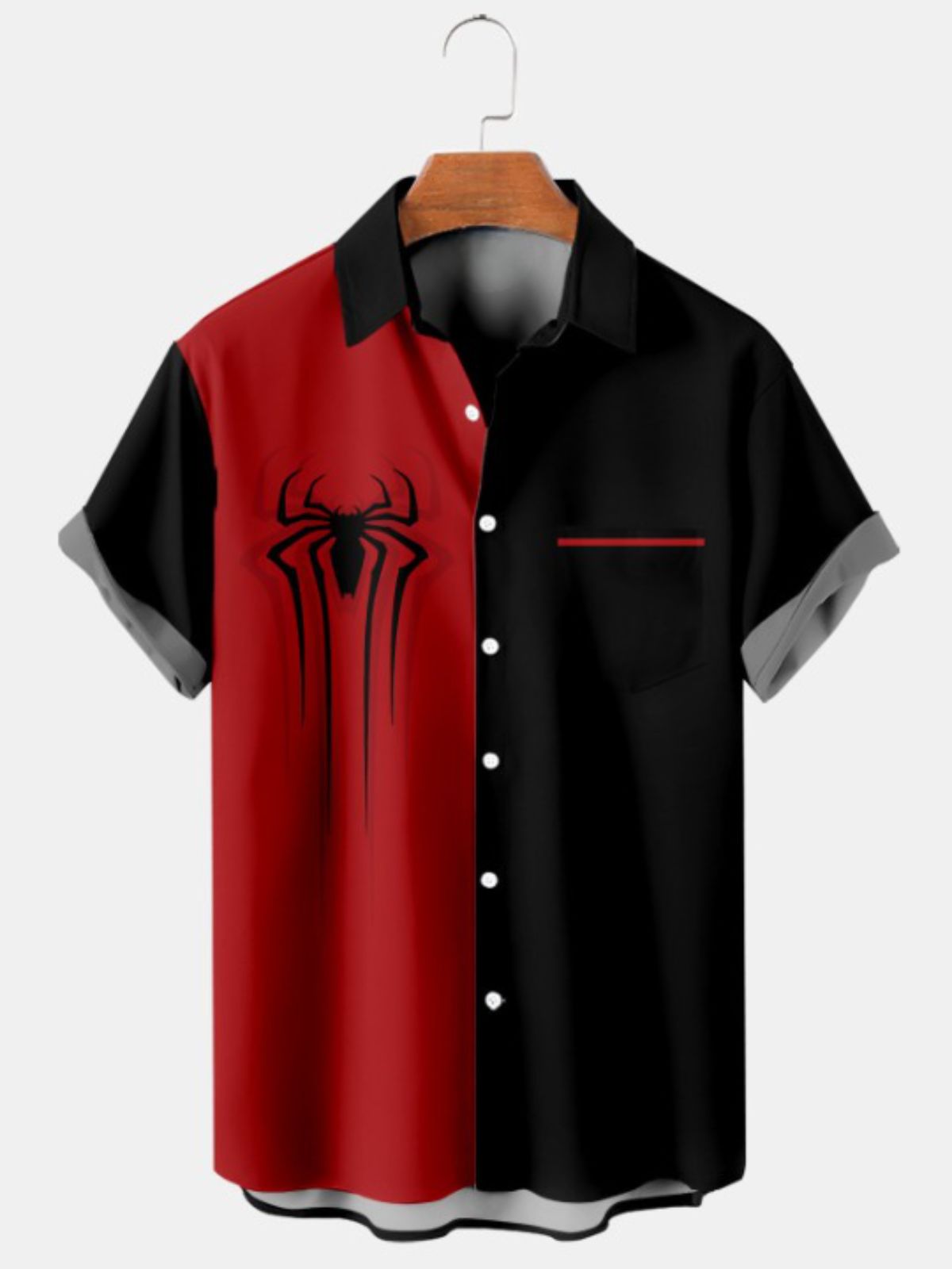 Spider Print Loose Oversized Short Sleeve Shirt