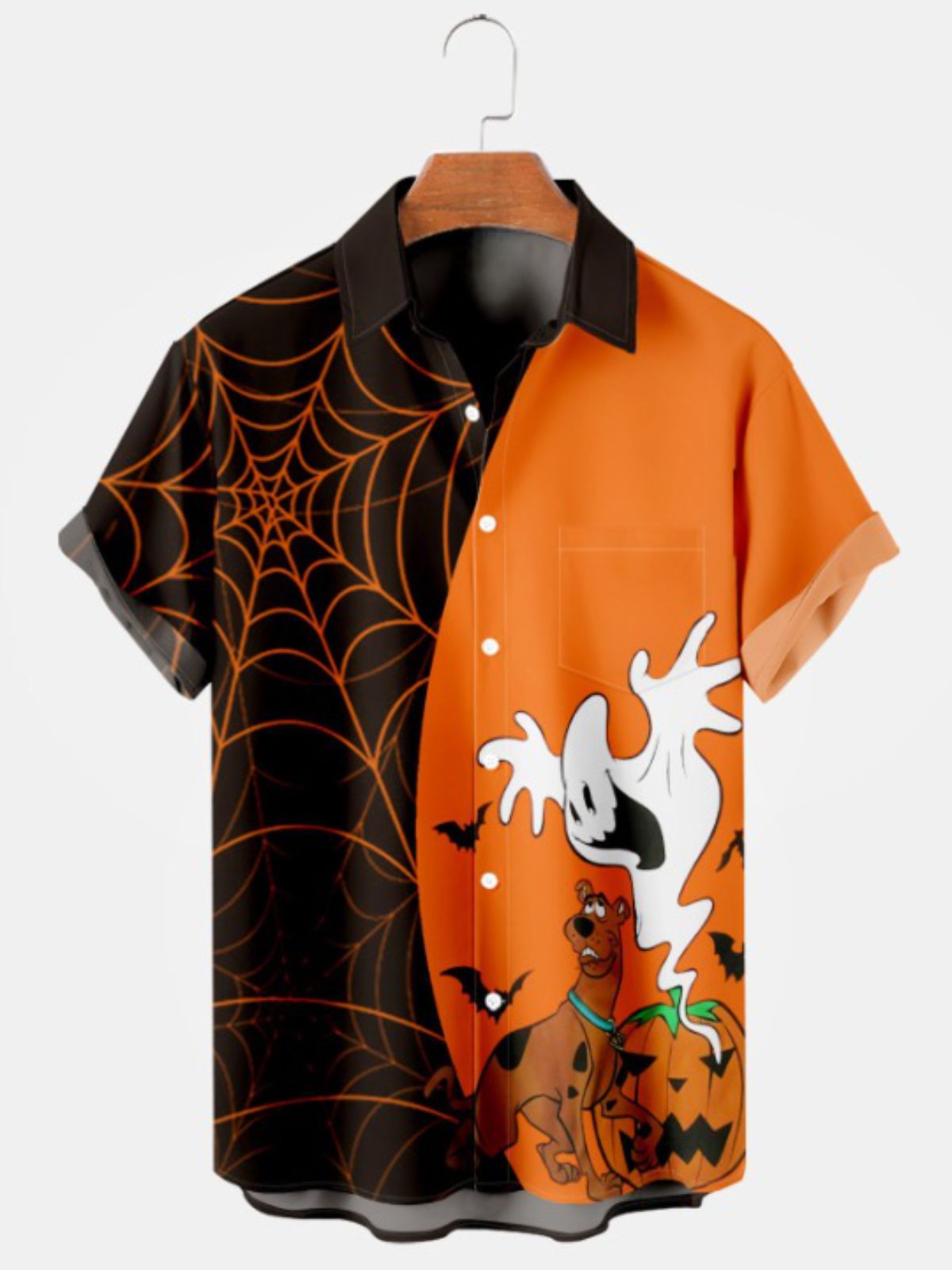Spider Web Print Short Sleeve Shirt