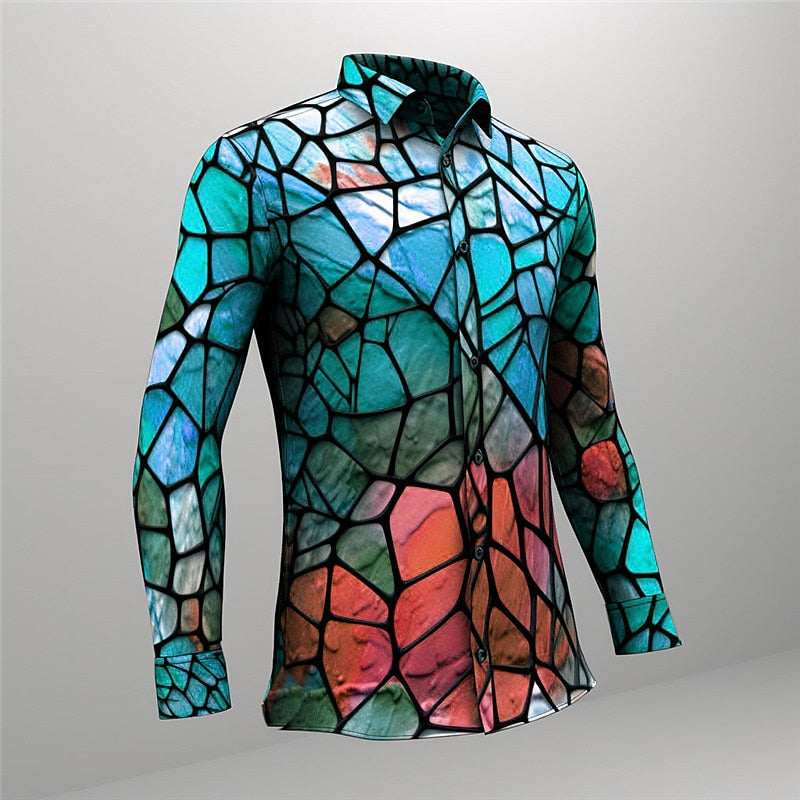 Stained Glass Mosaic Patterned Shirt