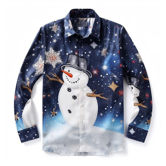 Starry Night Snowman Print Shirt