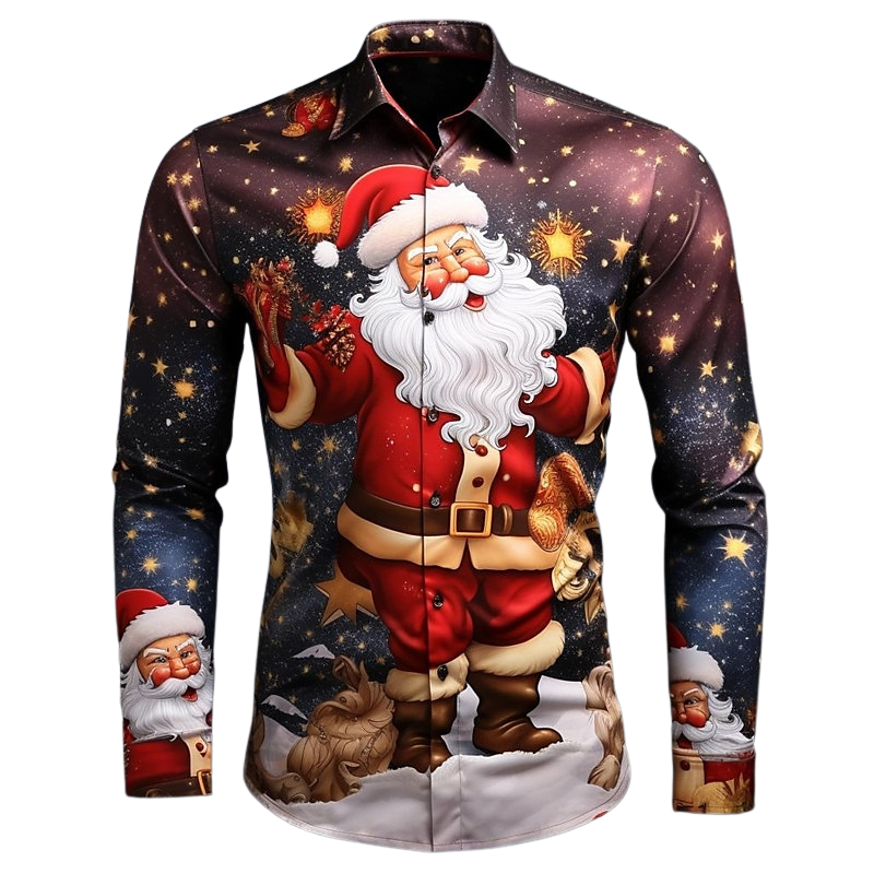 Stretchable Long Sleeve Santa Clause Shirt