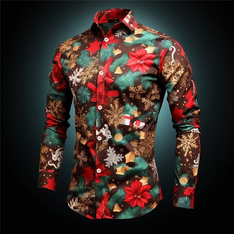 Stretchable Shirts With Santa Patterned