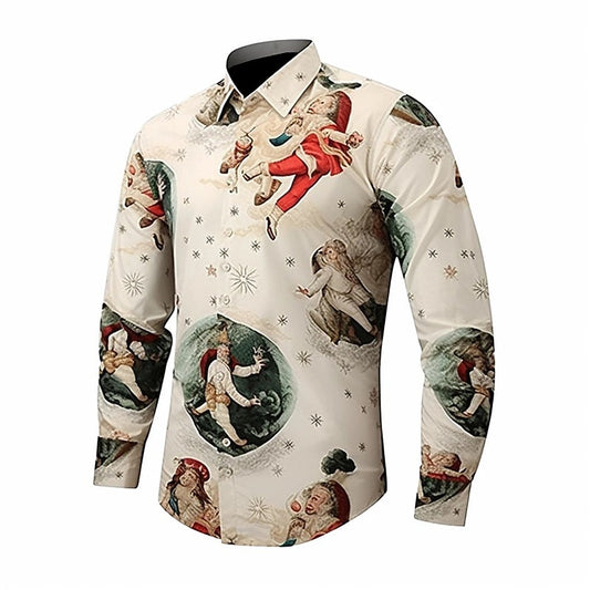 Stretchable Shirts With Santa Patterned