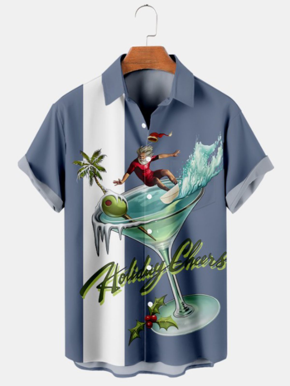 Surf Santa Glass Casual Short Sleeve Shirt