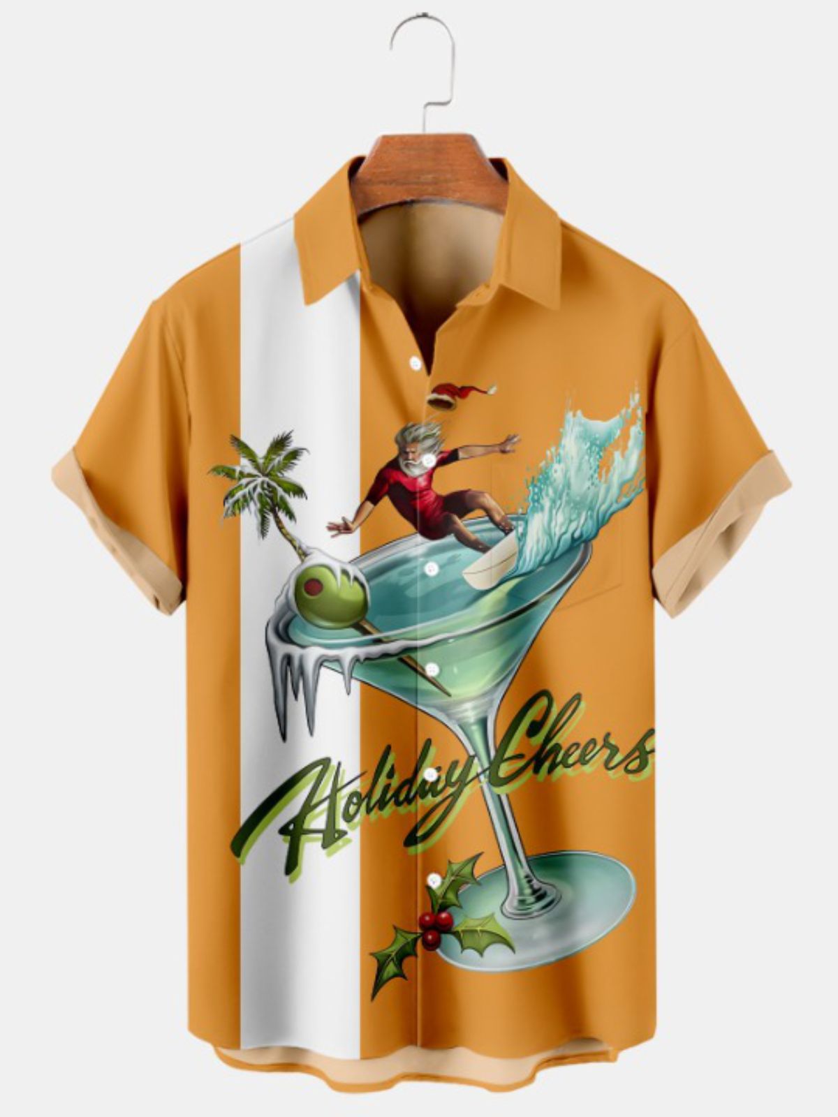 Surf Santa Glass Casual Short Sleeve Shirt