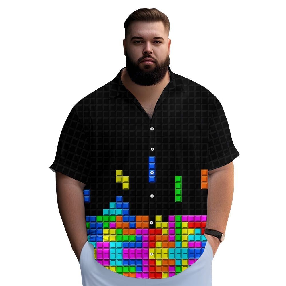 Tetris Print Casual Short Sleeve Shirt