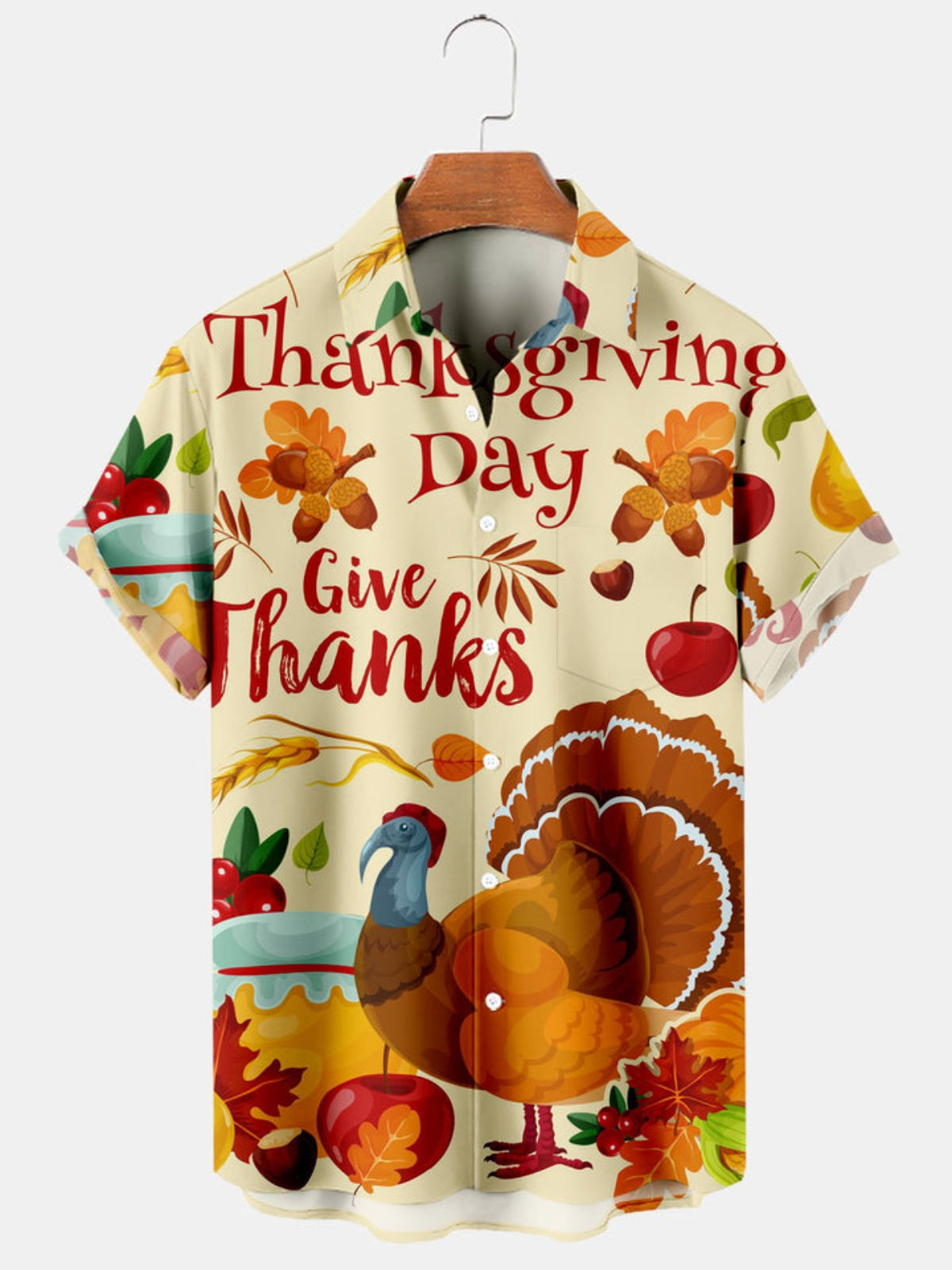 Thanksgiving Day Printed Short Sleeve Shirt