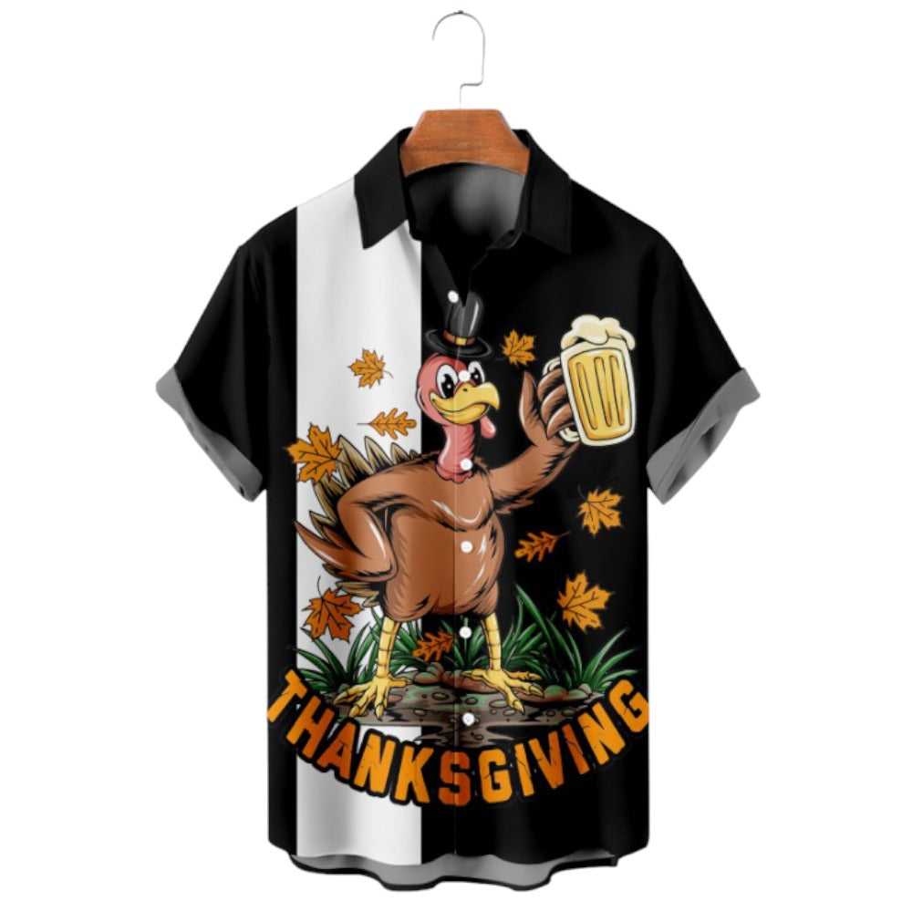 Thanksgiving Fun Turkey Party Print Shirt