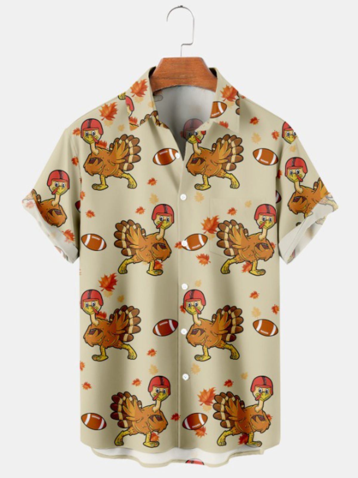 Thanksgiving Fun Turkey Print Casual Shirt