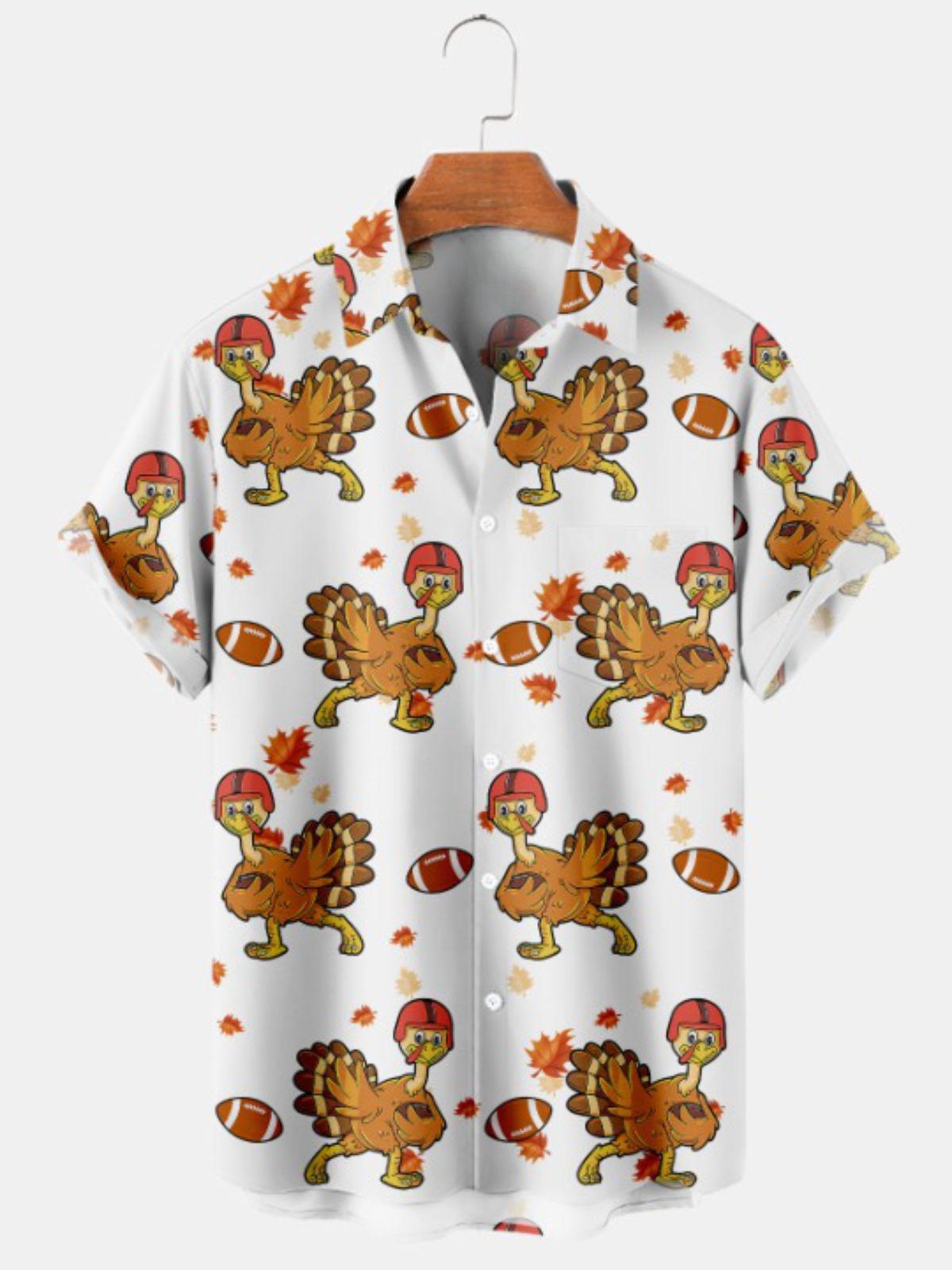 Thanksgiving Fun Turkey Print Casual Shirt