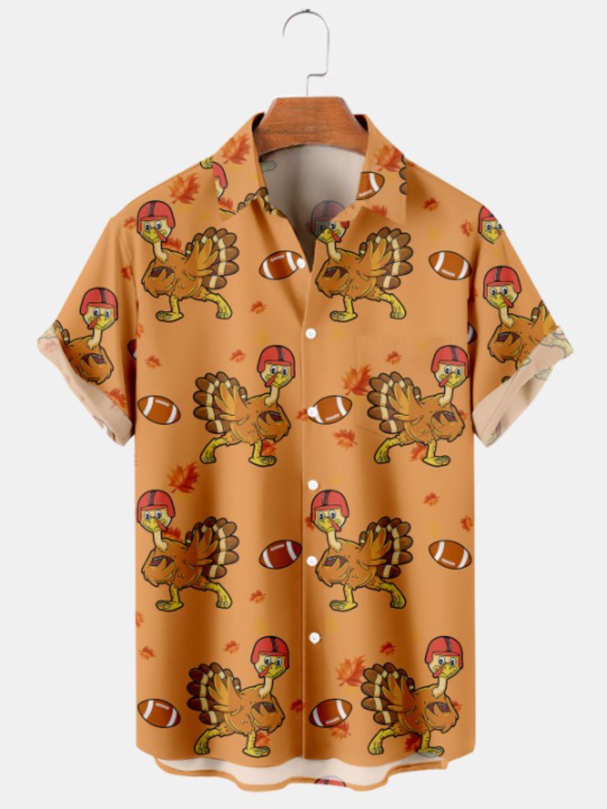 Thanksgiving Fun Turkey Print Casual Shirt