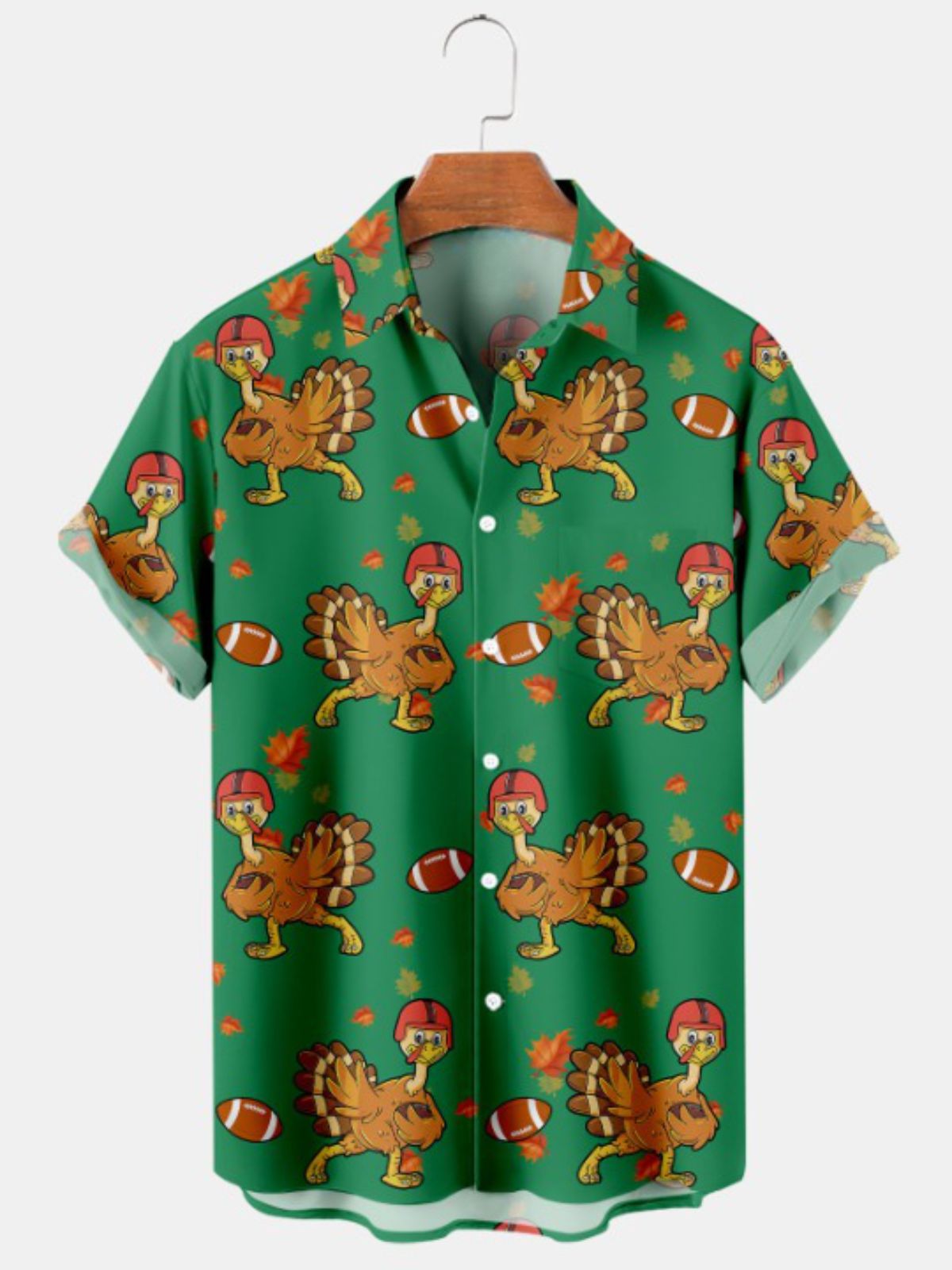 Thanksgiving Fun Turkey Print Casual Shirt