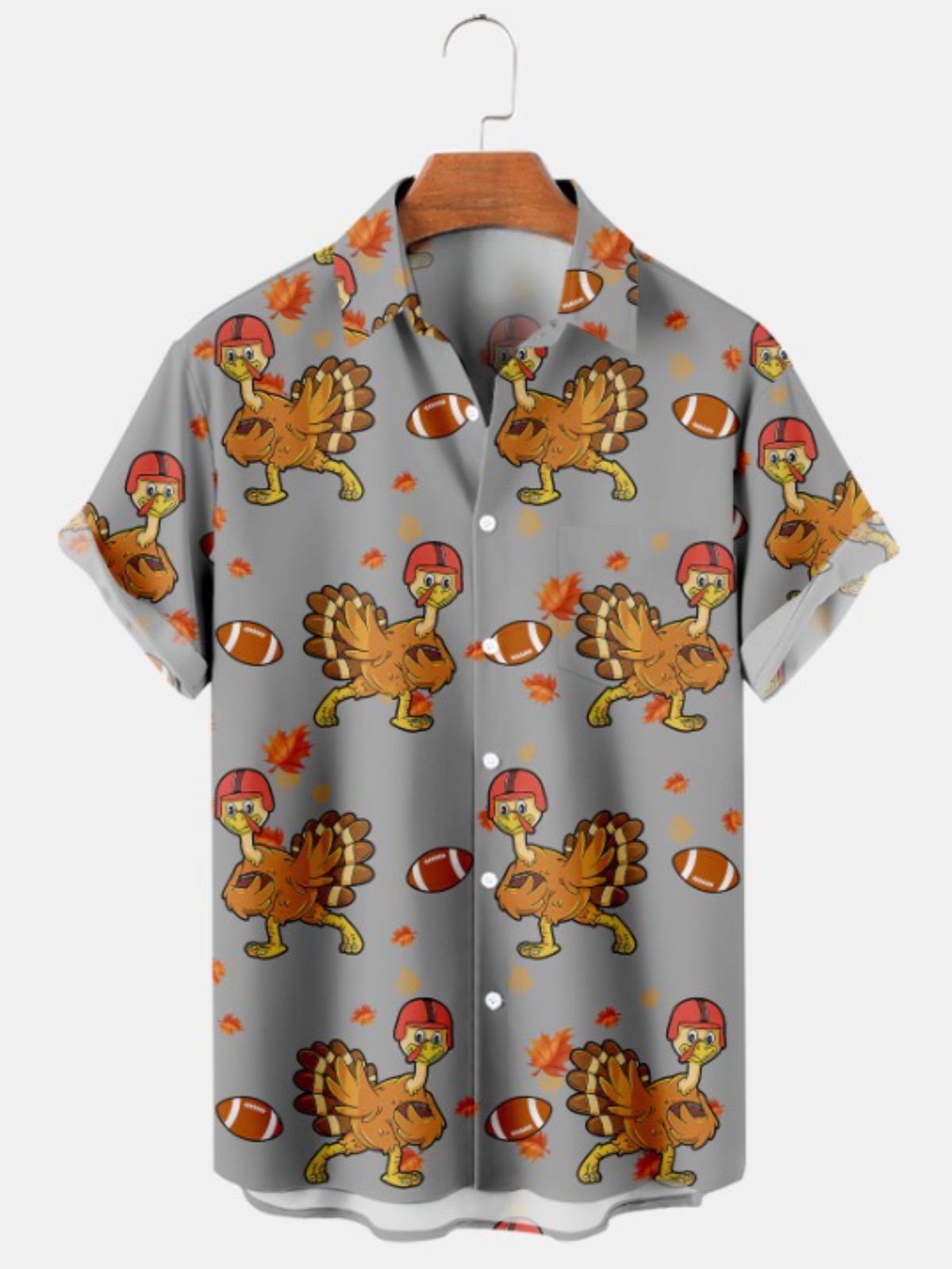 Thanksgiving Fun Turkey Print Casual Shirt