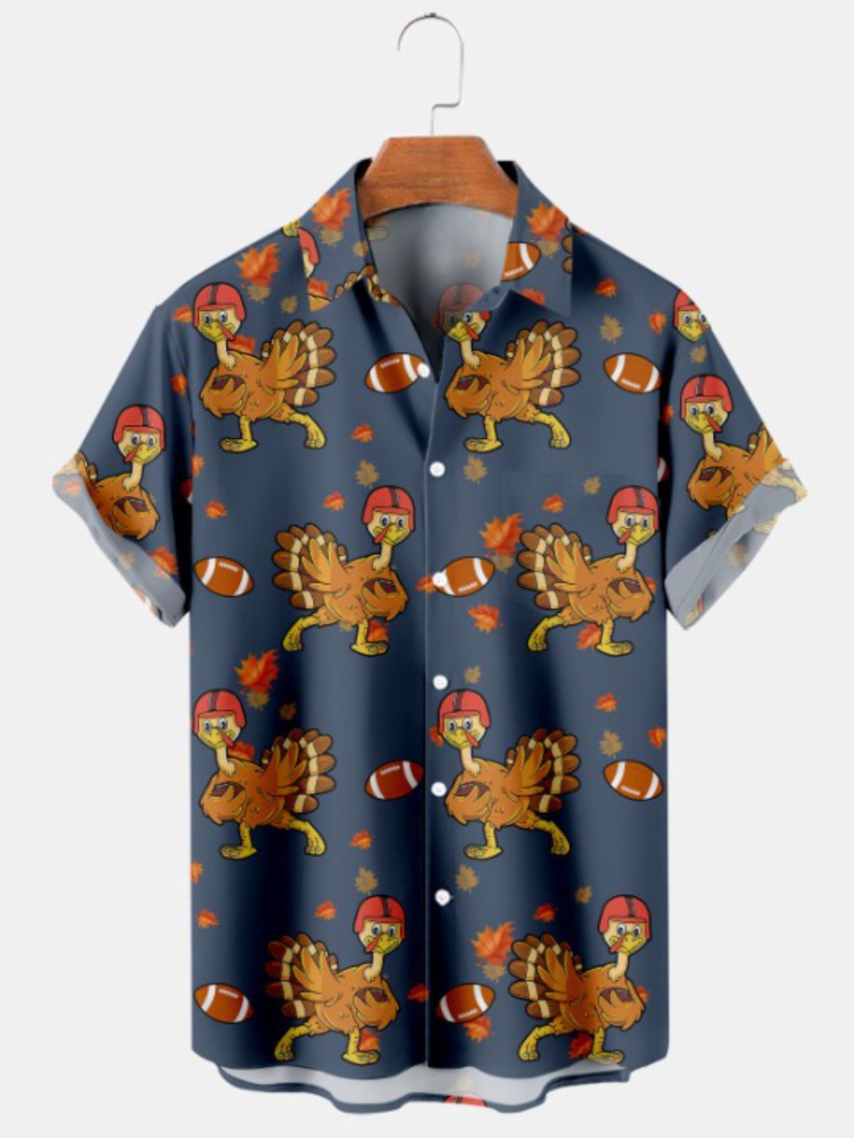 Thanksgiving Fun Turkey Print Casual Shirt