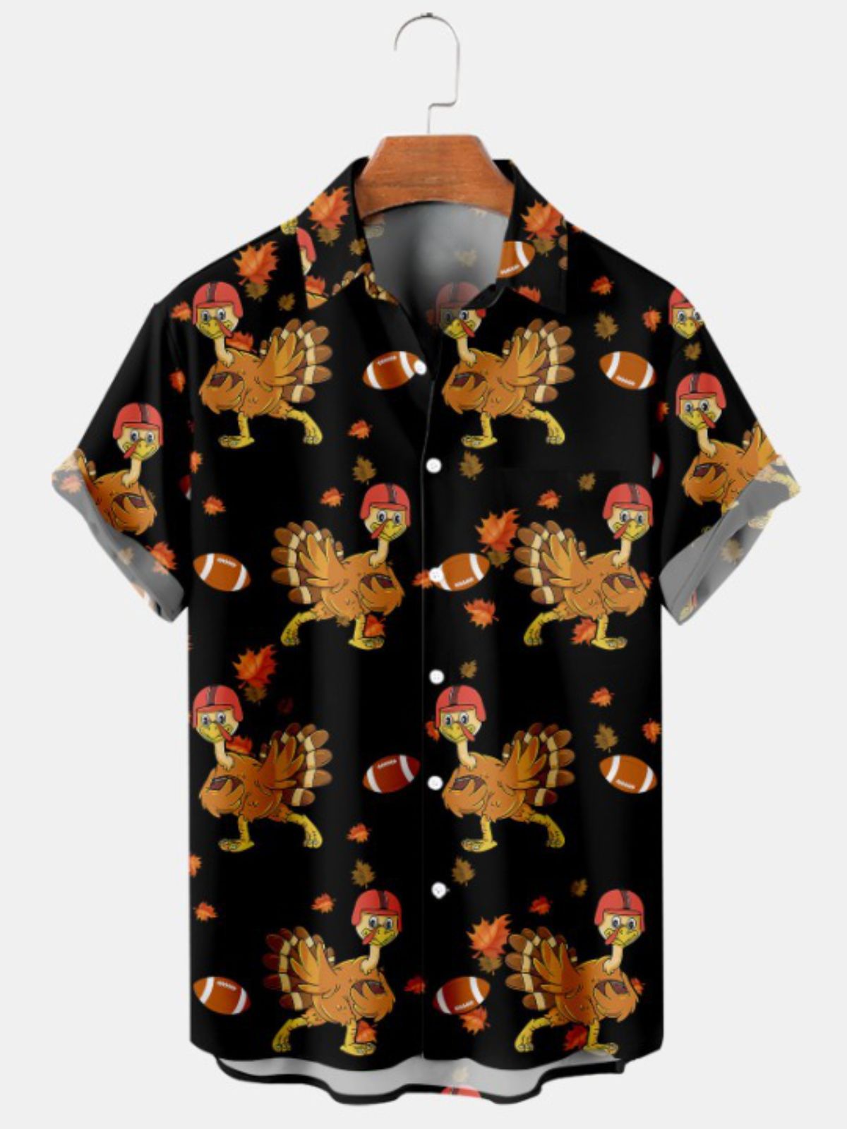 Thanksgiving Fun Turkey Print Casual Shirt