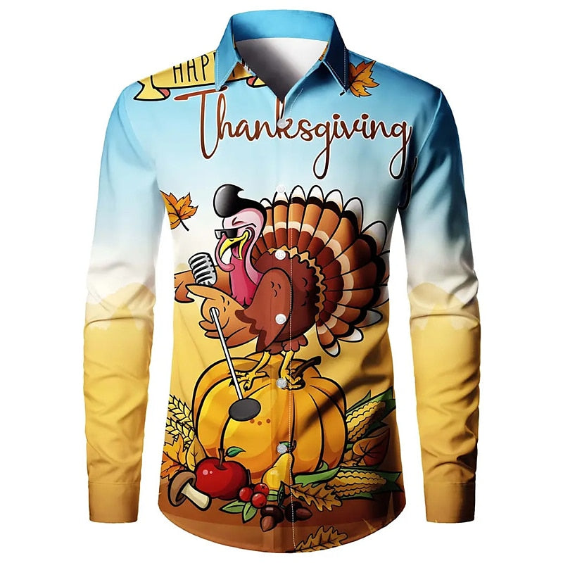 Thanksgiving Print Casual Shirt