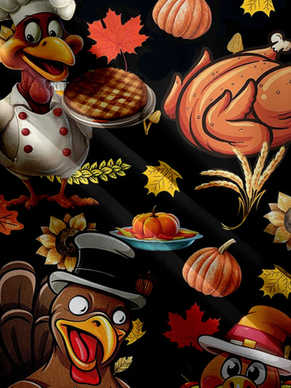 Thanksgiving Printed Pocket Short Sleeve Shirt