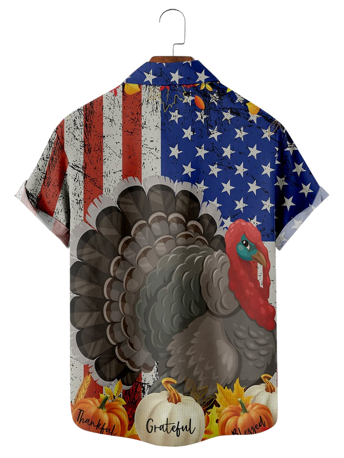 Thanksgiving Retro American Flag Print Shirt