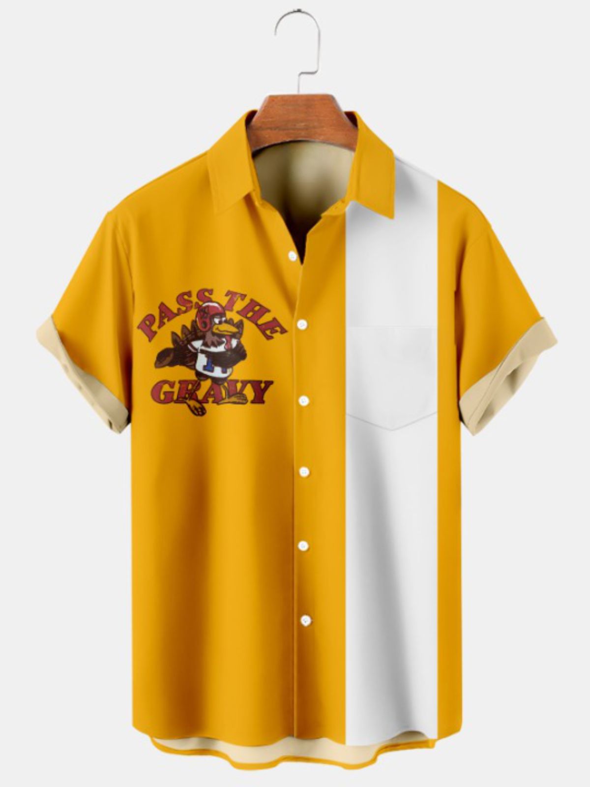 Thanksgiving Retro Bowling Short Sleeve Shirt