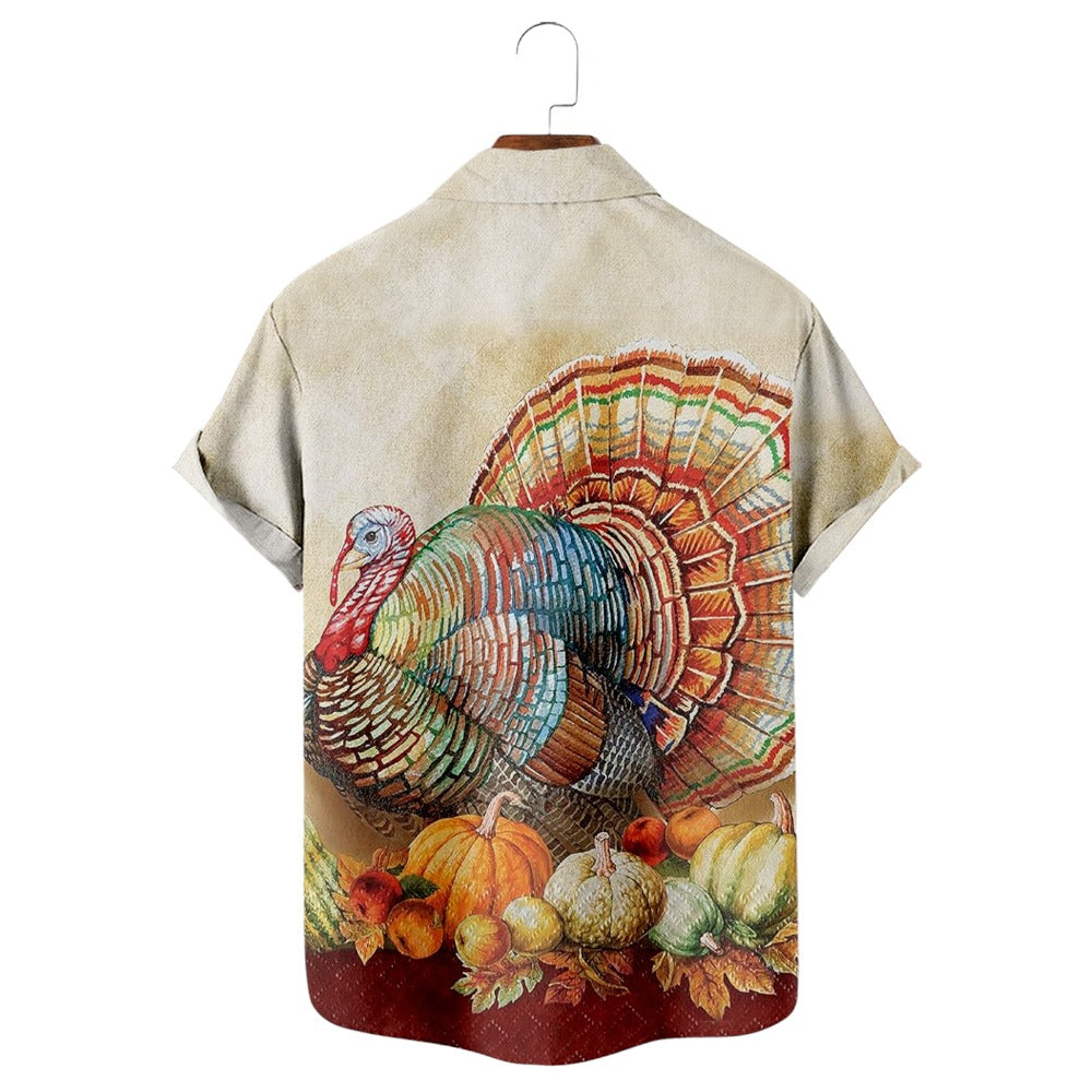 Thanksgiving Retro Pumpkin Print Shirt