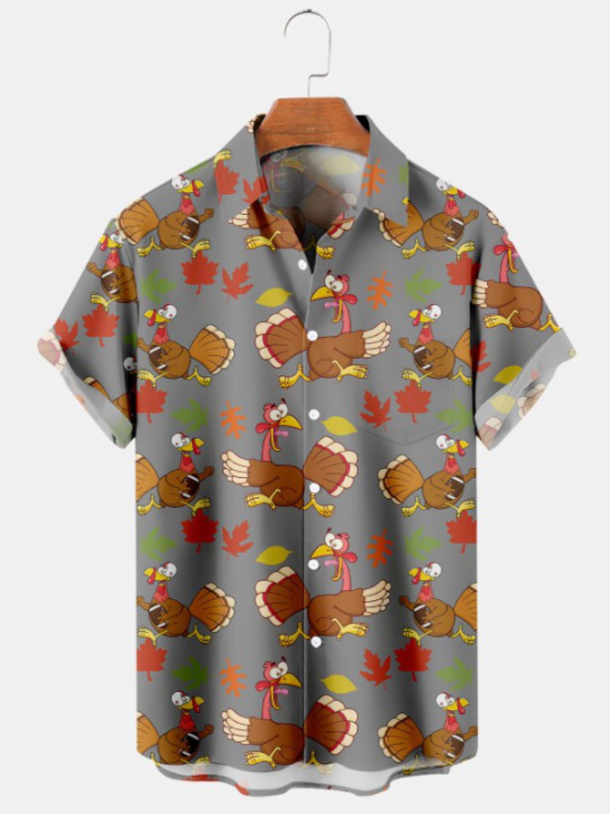 Thanksgiving Turkey Football Print Short Sleeve Shirt