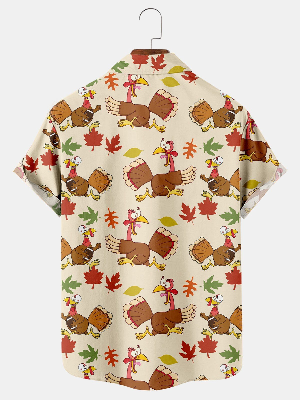 Thanksgiving Turkey Football Print Short Sleeve Shirt