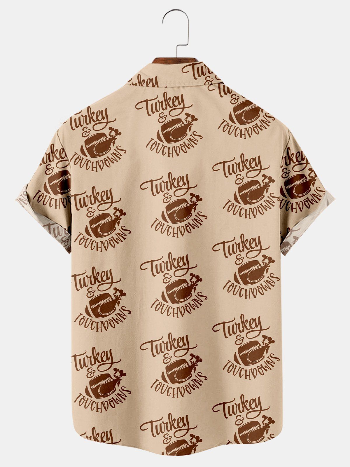 Thanksgiving Football Print Casual Short Sleeved Shirt