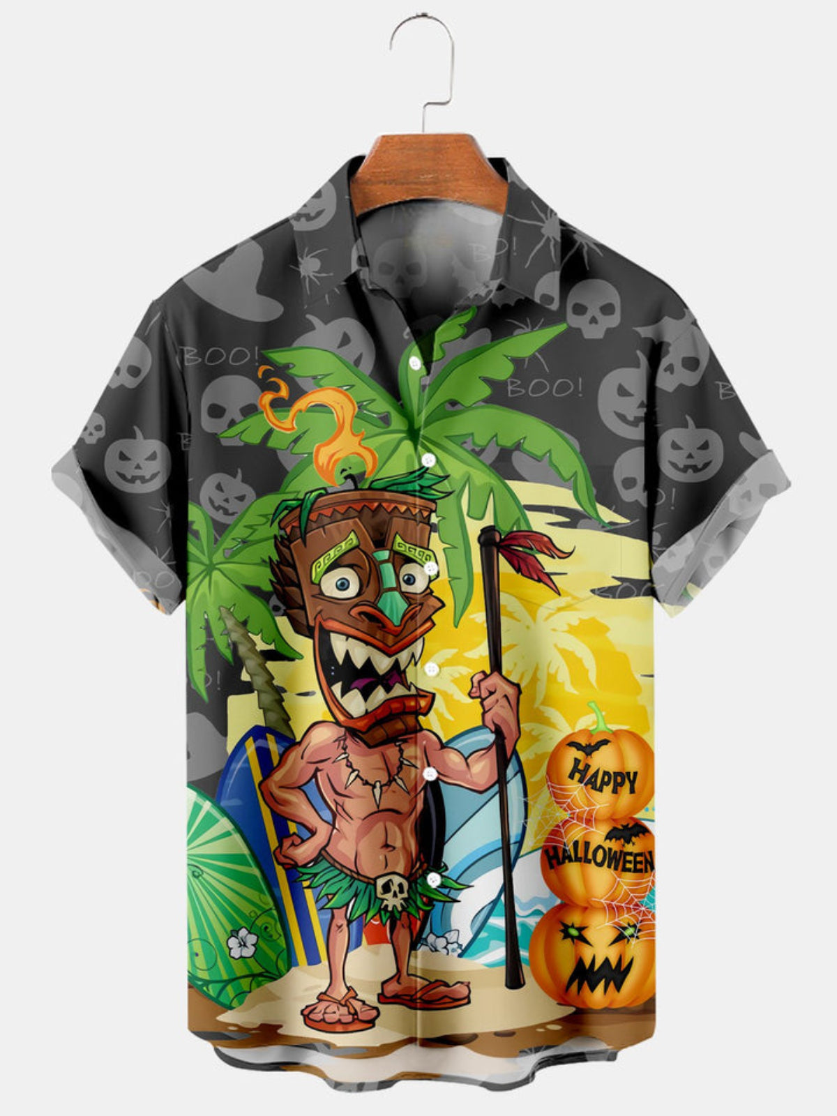 Tiki Pumpkin Printed Shirt