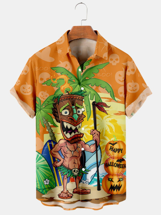 Tiki Pumpkin Printed Shirt