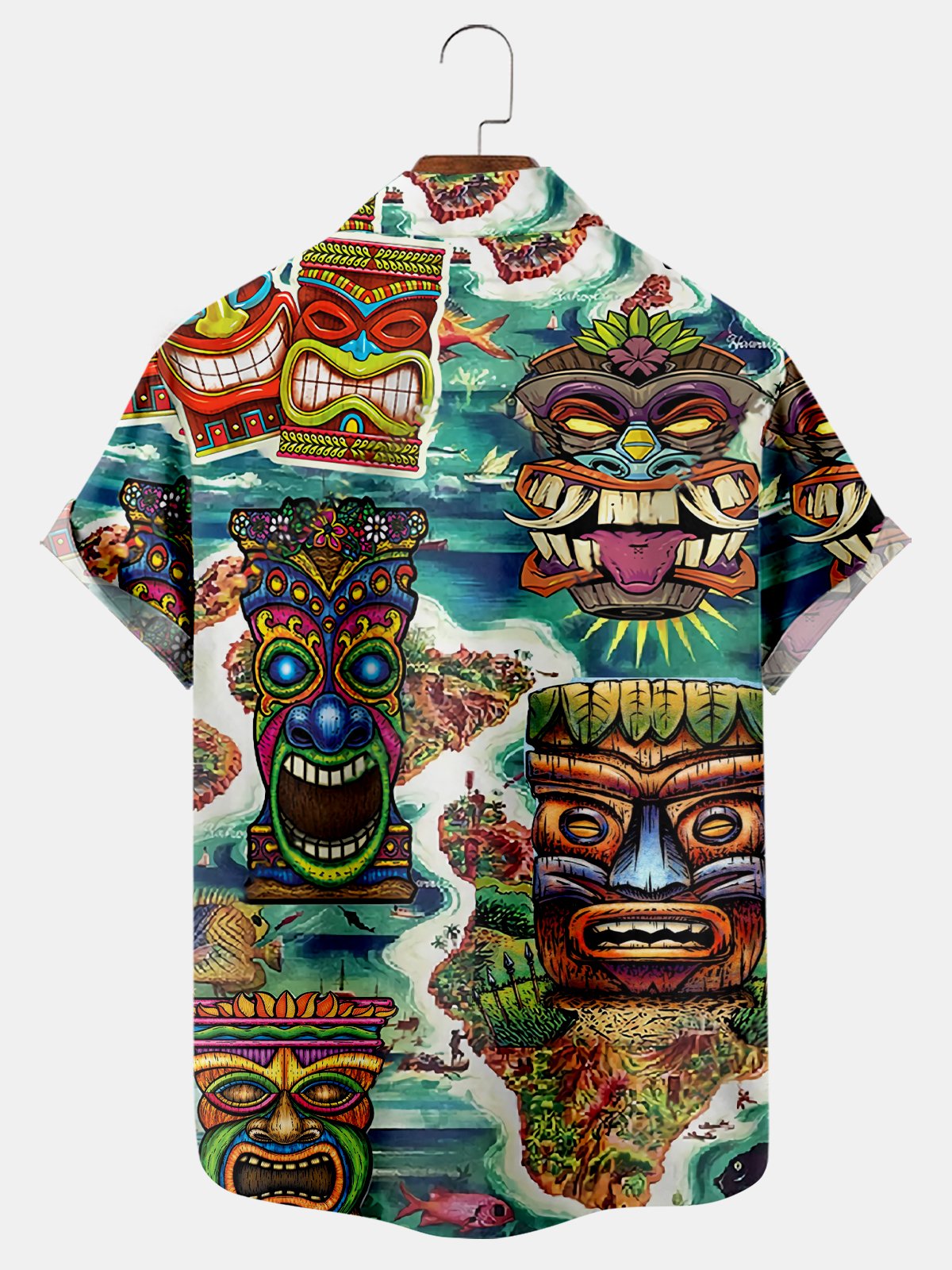 Tribal Mask Print Short Sleeve Shirt