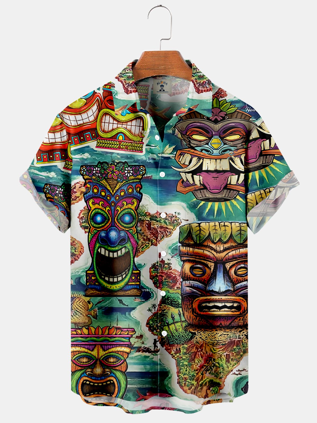 Tribal Mask Print Short Sleeve Shirt
